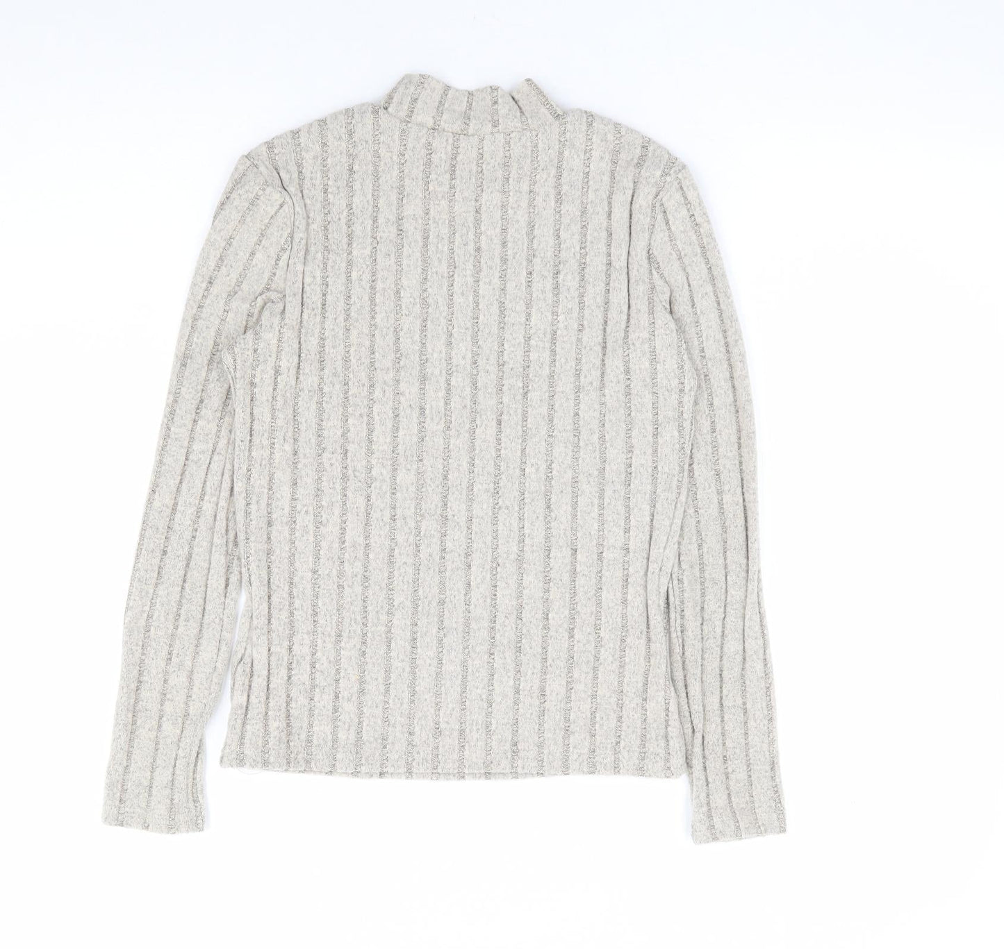 SheIn Girls Beige Polyester Pullover T-Shirt Size 11-12 Years Mock Neck Pullover - Ribbed