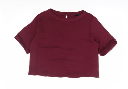 George Womens Purple Polyester Basic Blouse Size 14 Boat Neck