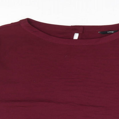 George Womens Purple Polyester Basic Blouse Size 14 Boat Neck