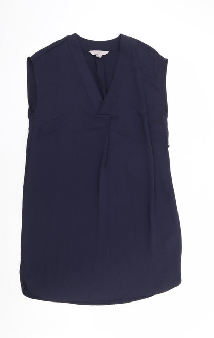 H&M Womens Blue Polyester Shift Size 10 V-Neck Pullover