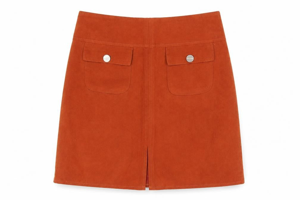Dunnes Womens Brown Polyester A-Line Skirt Size 12 Zip