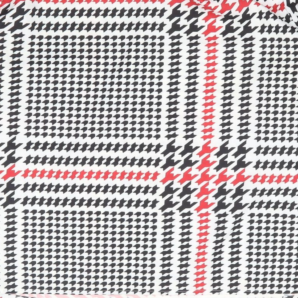 SheIn Womens Multicoloured Plaid Polyester Basic Blouse Size M High Neck