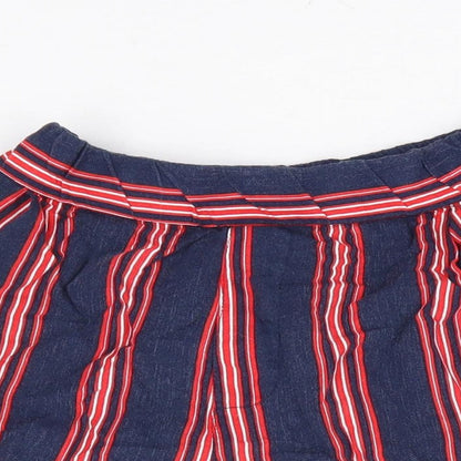 Pull & Bear Womens Blue Striped Viscose Hot Pants Shorts Size S L3 in Regular Pull On