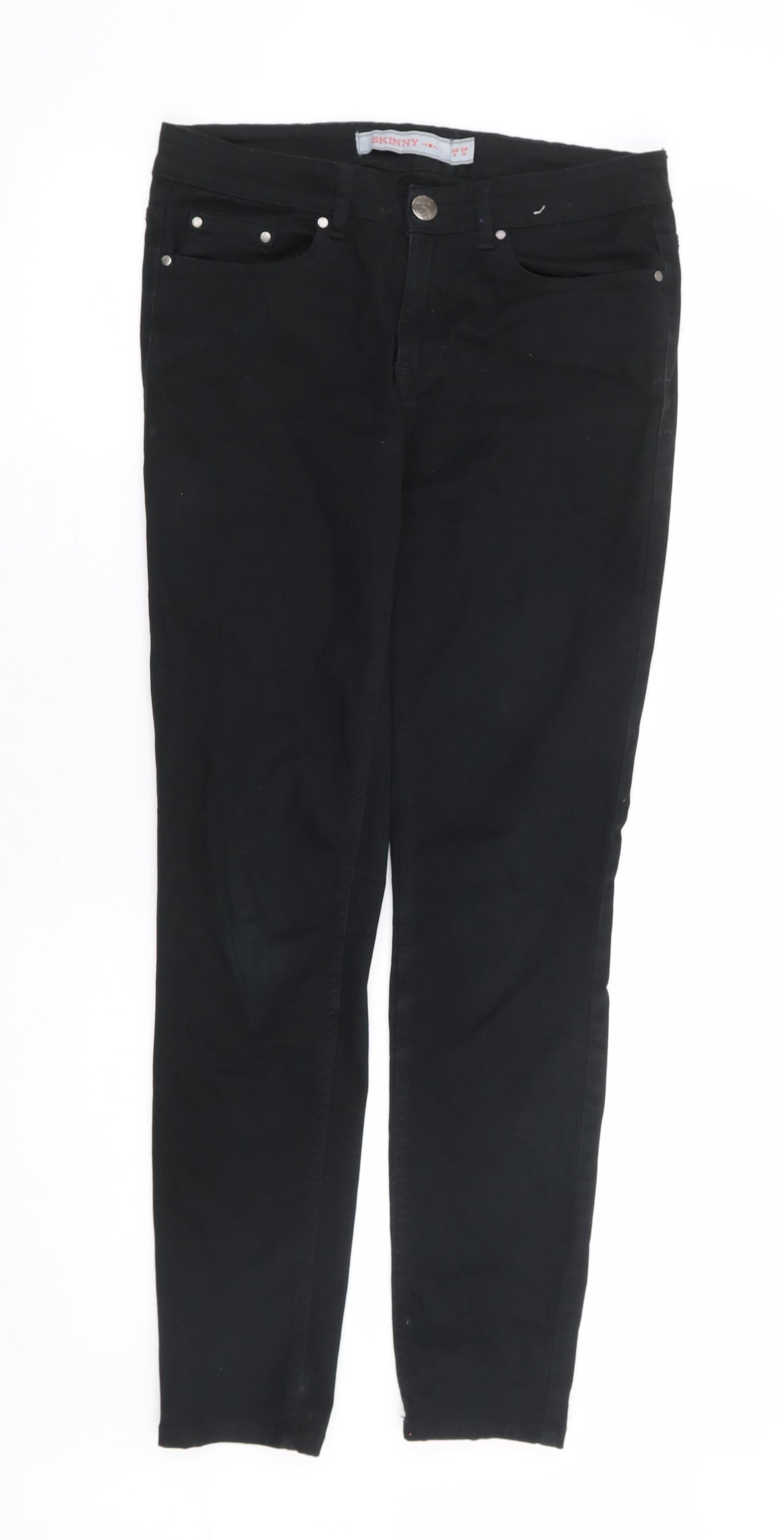 Dunnes Stores Womens Black Cotton Skinny Jeans Size 10 L29 in Regular Zip