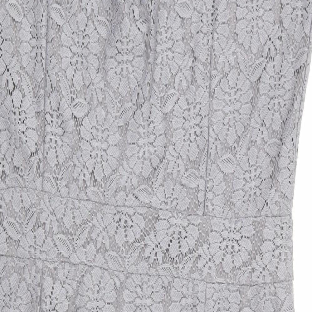 Dorothy Perkins Womens Grey Floral Polyester Pencil Dress Size 14 Round Neck Zip