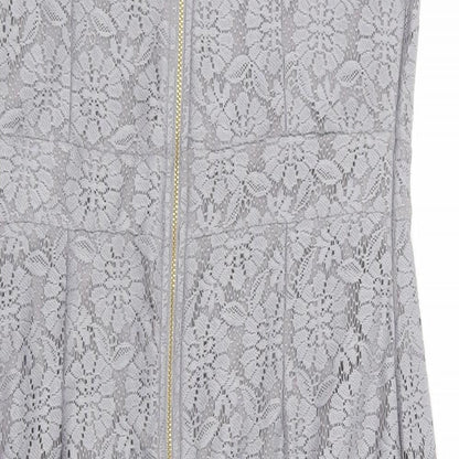 Dorothy Perkins Womens Grey Floral Polyester Pencil Dress Size 14 Round Neck Zip