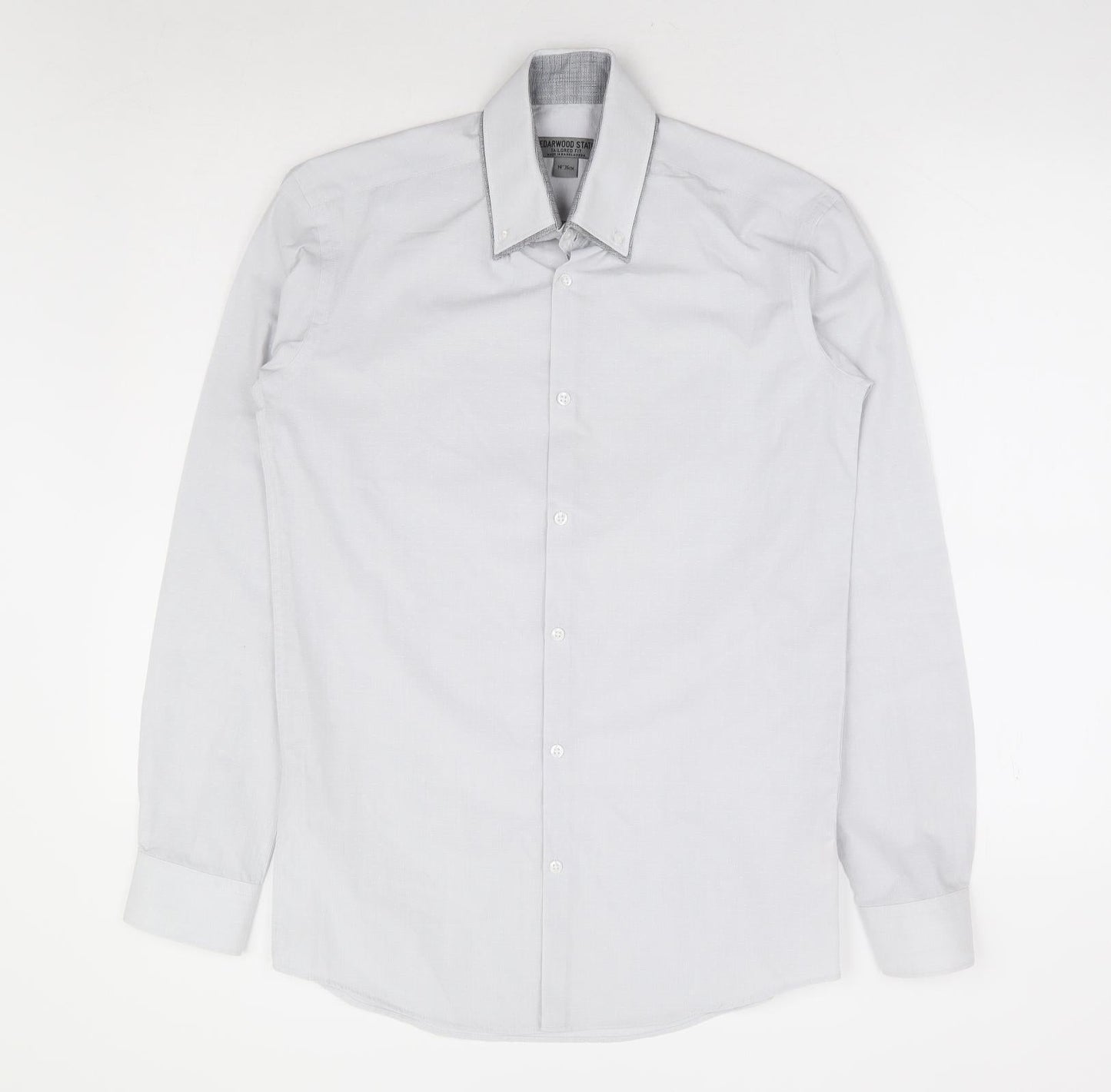 Mens UK Collar Size 14 Cedarwood State Smart Grey  Dress Shirt