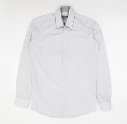 Mens UK Collar Size 14 Cedarwood State Smart Grey  Dress Shirt