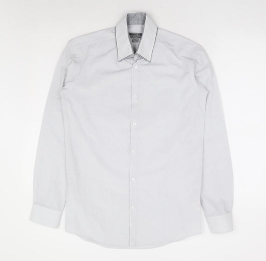 Mens UK Collar Size 14 Cedarwood State Smart Grey  Dress Shirt