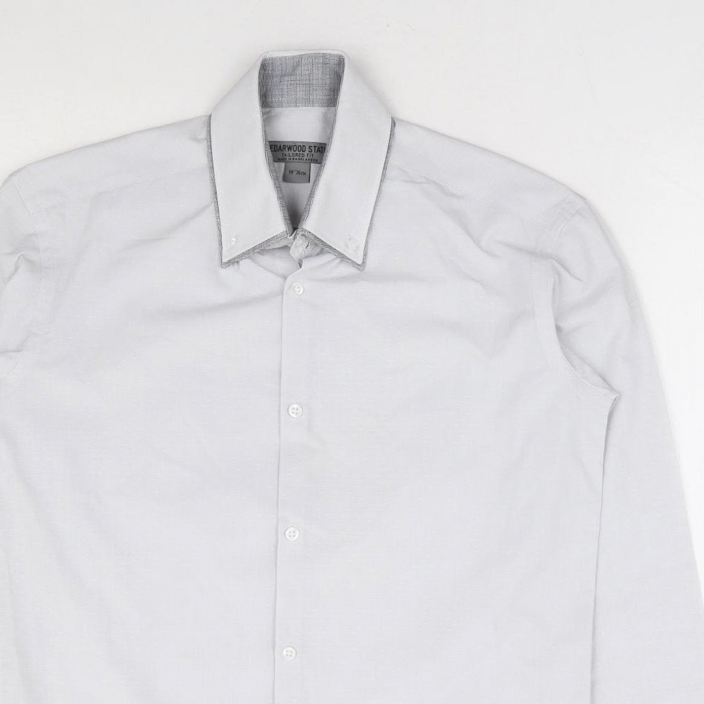 Mens UK Collar Size 14 Cedarwood State Smart Grey  Dress Shirt