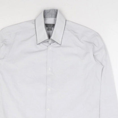 Mens UK Collar Size 14 Cedarwood State Smart Grey  Dress Shirt
