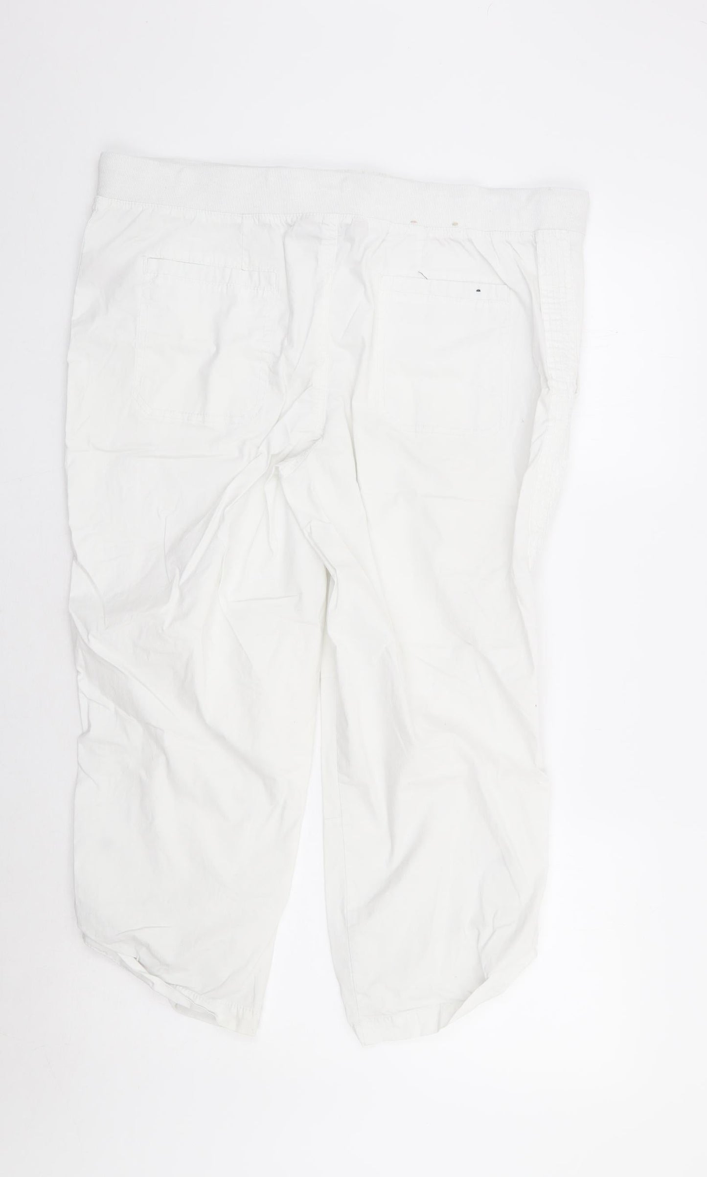 Khakis & Co Womens White Cotton Cropped Trousers Size 14 L23 in Regular Zip