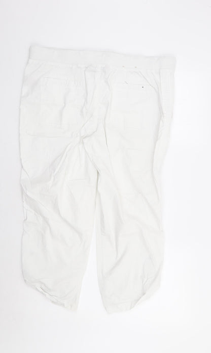 Khakis & Co Womens White Cotton Cropped Trousers Size 14 L23 in Regular Zip