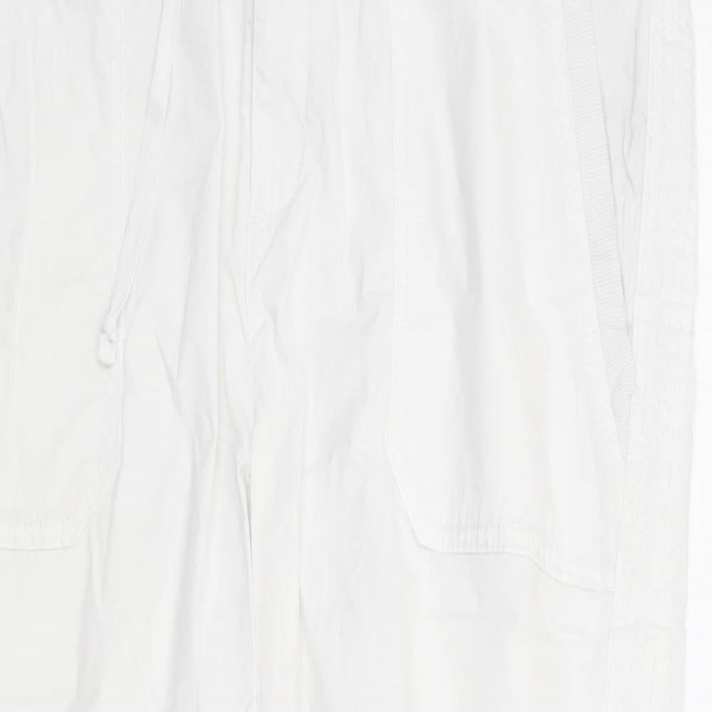 Khakis & Co Womens White Cotton Cropped Trousers Size 14 L23 in Regular Zip