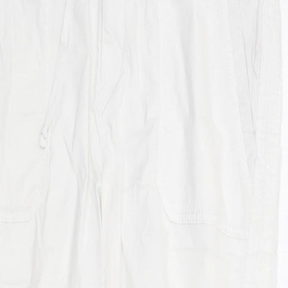 Khakis & Co Womens White Cotton Cropped Trousers Size 14 L23 in Regular Zip