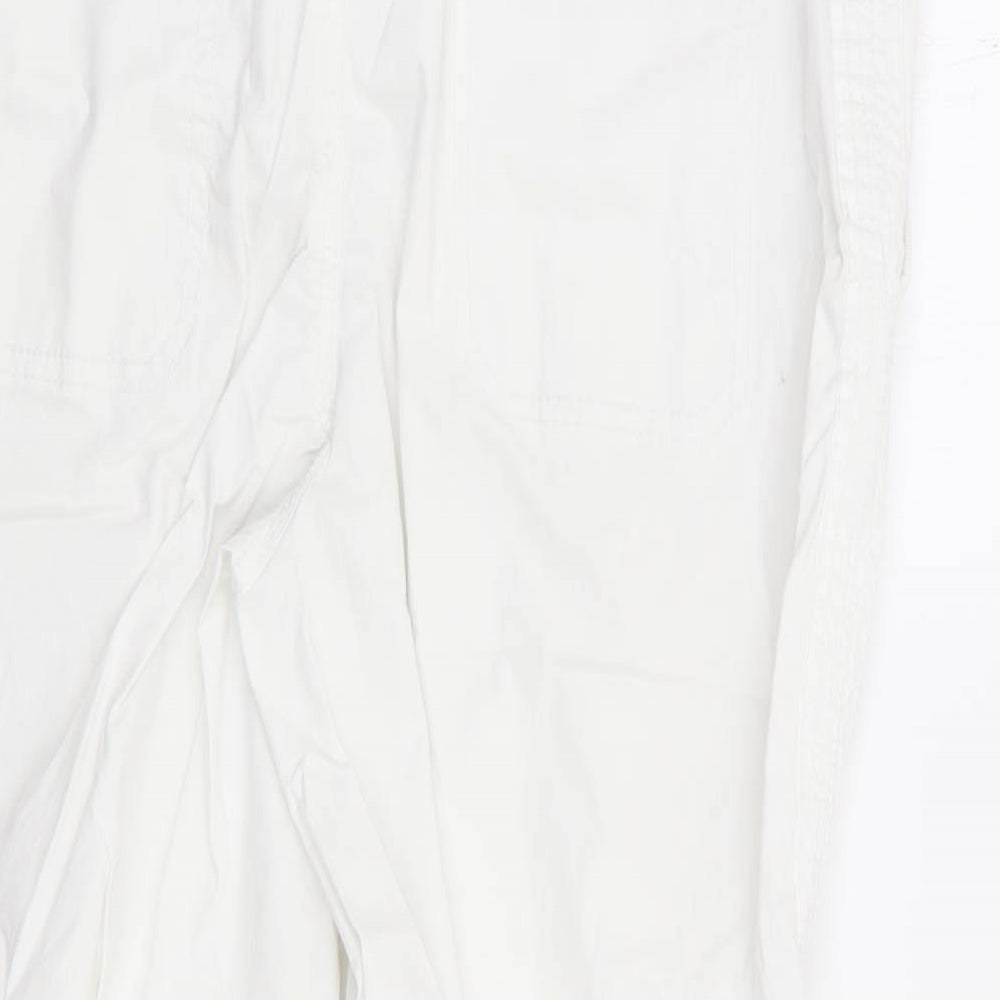Khakis & Co Womens White Cotton Cropped Trousers Size 14 L23 in Regular Zip