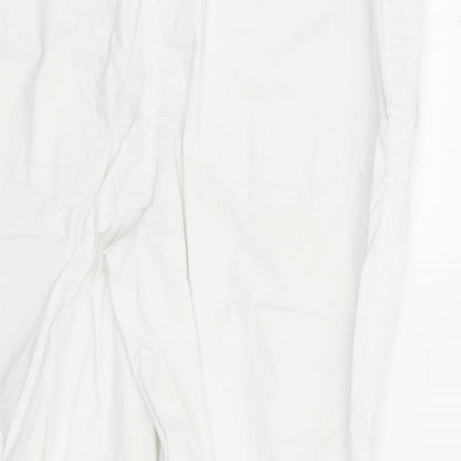 Khakis & Co Womens White Cotton Cropped Trousers Size 14 L23 in Regular Zip