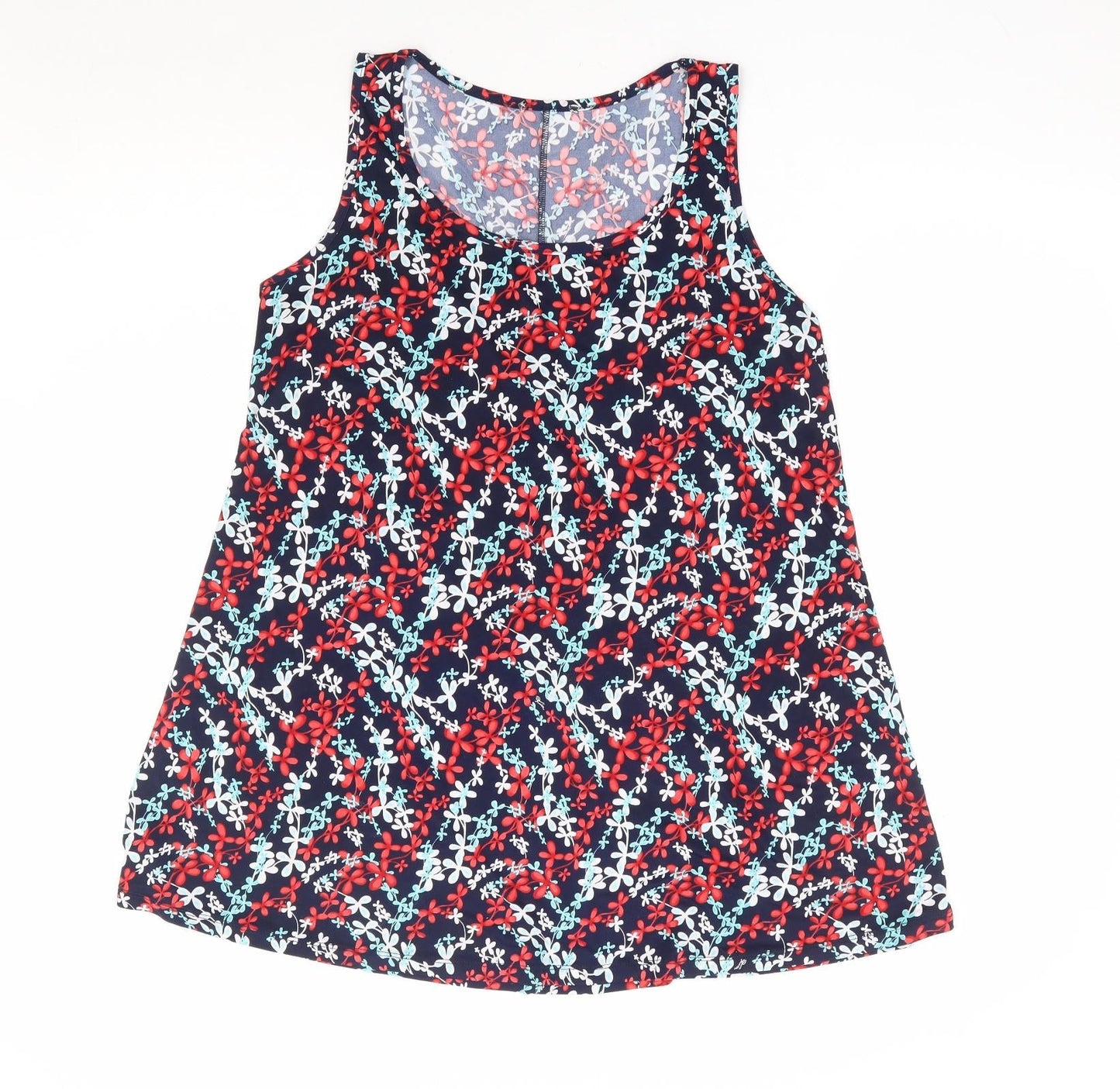 Preworn Womens Multicoloured Floral Polyester Tunic Tank Size S Scoop Neck