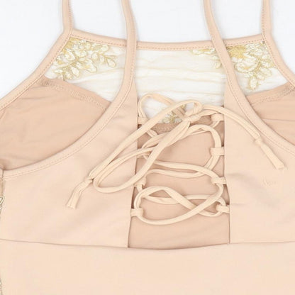 Womens UK Size 10 River Island Beige Cropped Tank