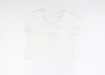Womens UK Size XS Preworn White Cropped T-Shirt
