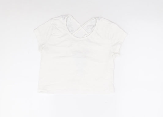 Womens UK Size XS Preworn White Cropped T-Shirt