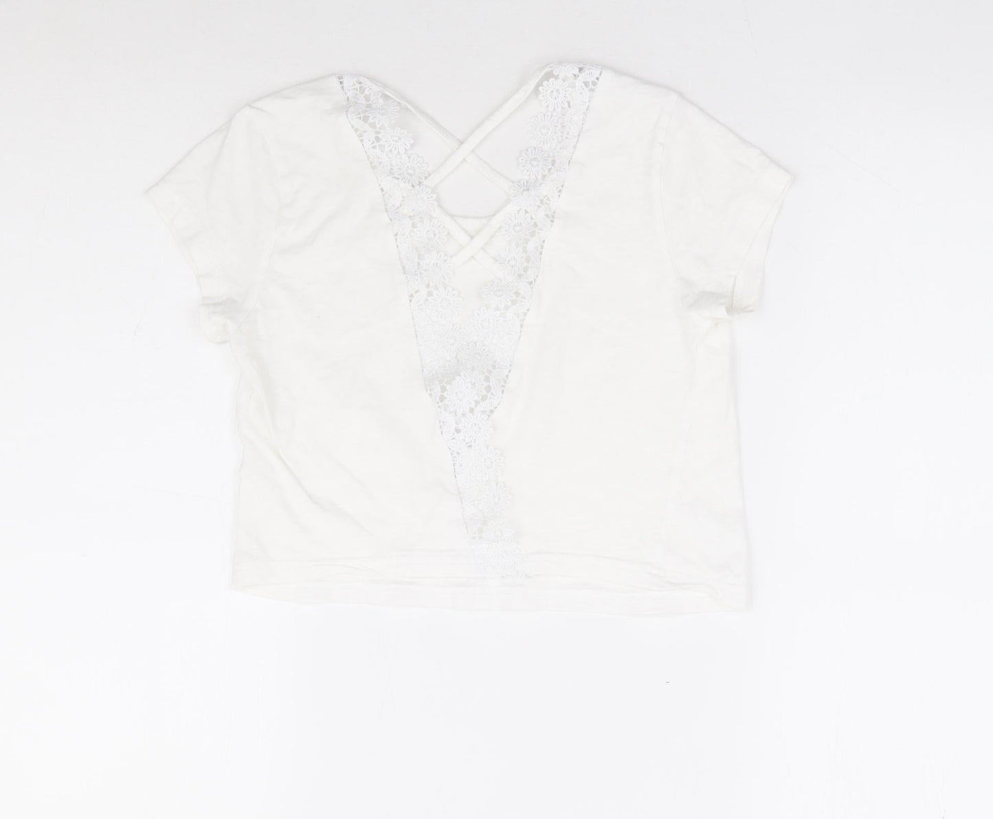 Womens UK Size XS Preworn White Cropped T-Shirt