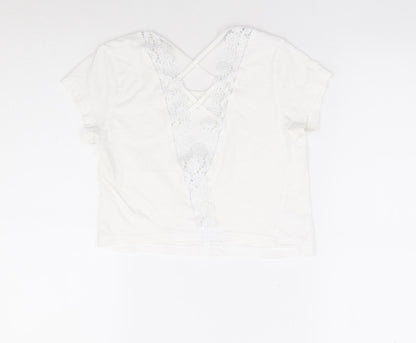 Womens UK Size XS Preworn White Cropped T-Shirt