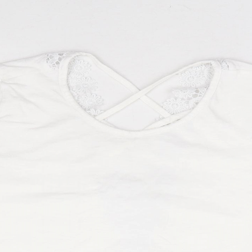 Womens UK Size XS Preworn White Cropped T-Shirt