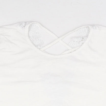 Womens UK Size XS Preworn White Cropped T-Shirt