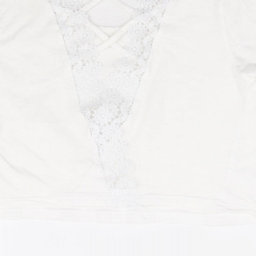 Womens UK Size XS Preworn White Cropped T-Shirt