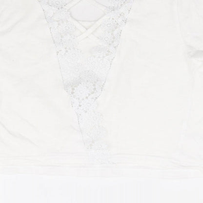Womens UK Size XS Preworn White Cropped T-Shirt