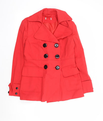 Womens UK Size 12 Preworn Red Pea Coat