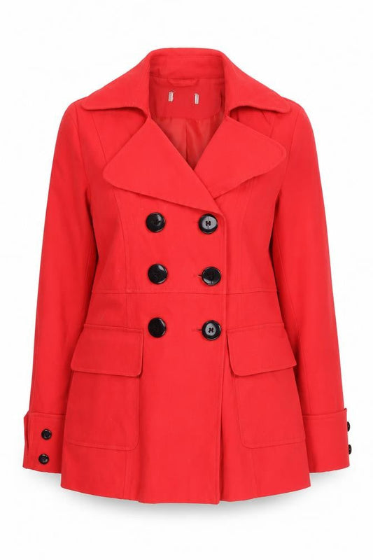 Womens UK Size 12 Preworn Red Pea Coat