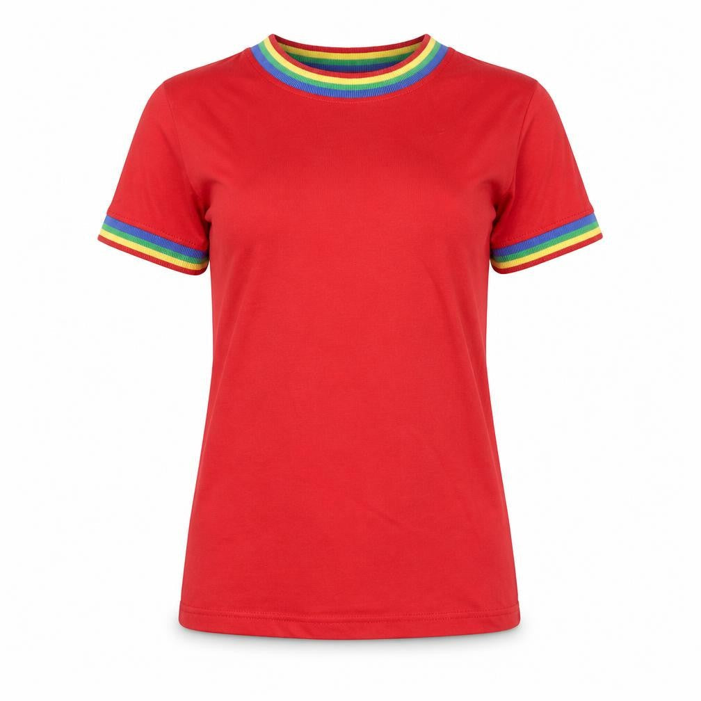 Womens UK Size 6 Daisy Street Red Ringer T-Shirt