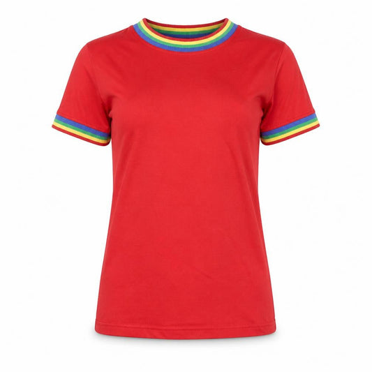 Womens UK Size 6 Daisy Street Red Ringer T-Shirt