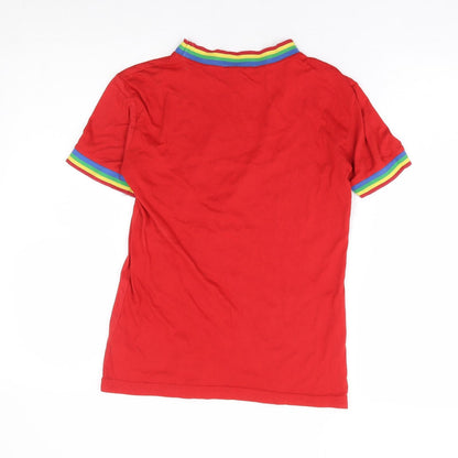 Womens UK Size 6 Daisy Street Red Ringer T-Shirt