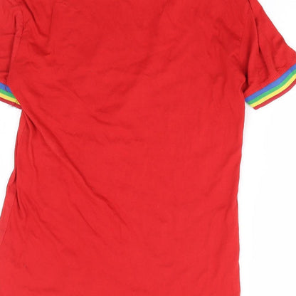 Womens UK Size 6 Daisy Street Red Ringer T-Shirt