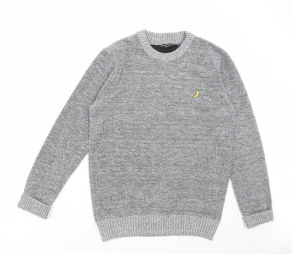Brave Soul Mens Grey Round Neck Polyester Pullover Jumper Size S