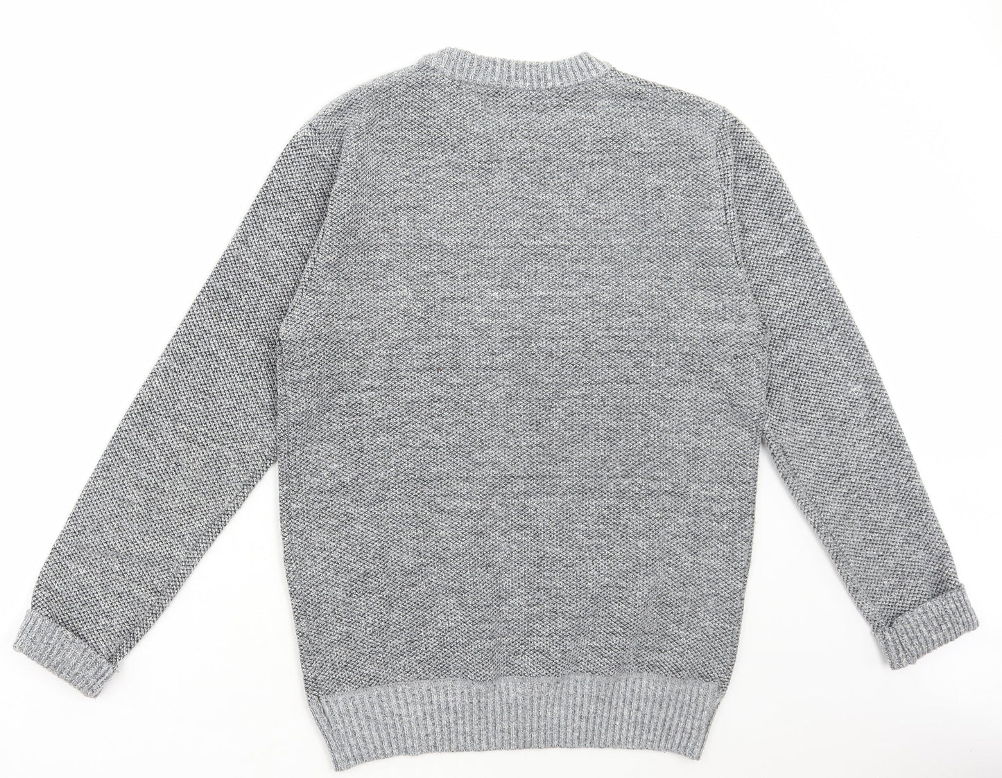 Brave Soul Mens Grey Round Neck Polyester Pullover Jumper Size S