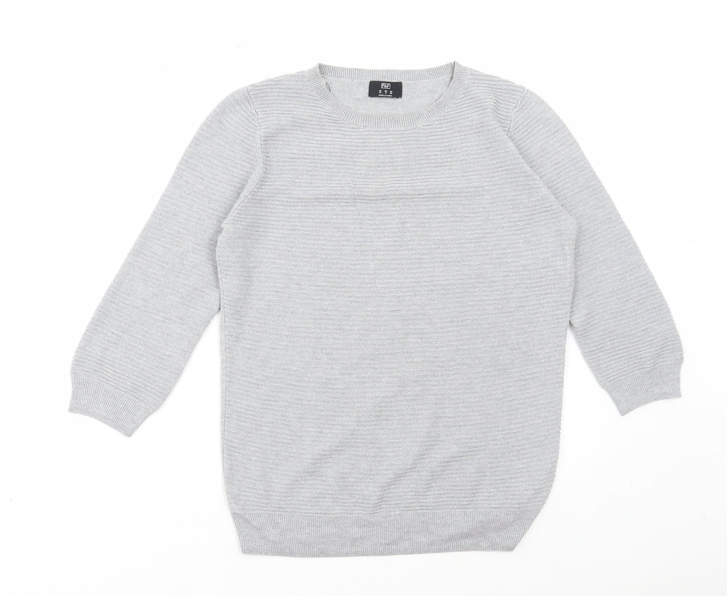 F&F Womens Grey Round Neck Viscose Pullover Jumper Size 10