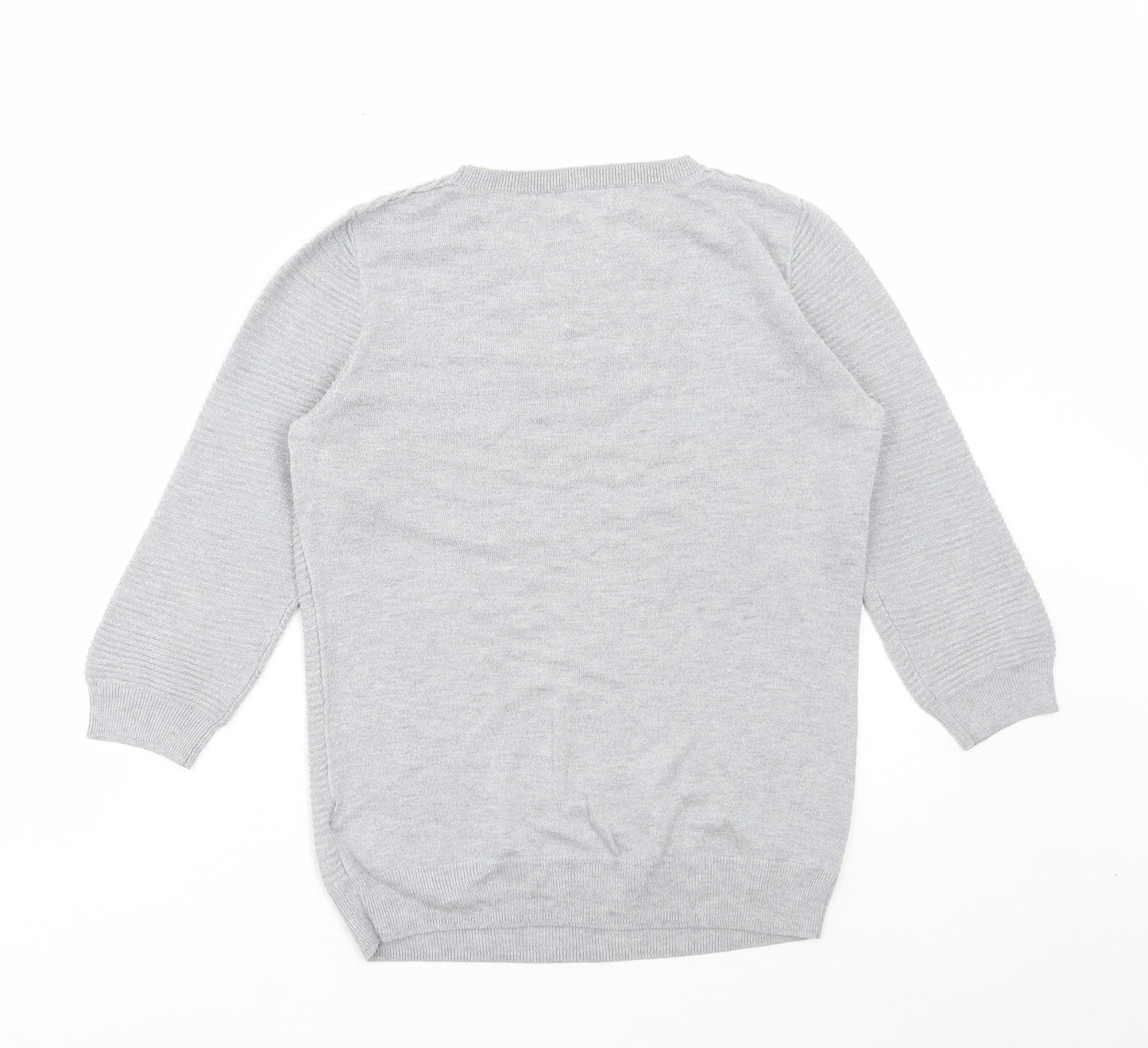 F&F Womens Grey Round Neck Viscose Pullover Jumper Size 10