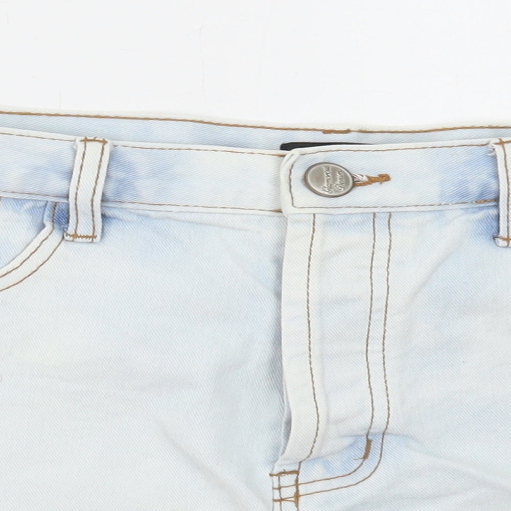 Exhibit Womens Blue Cotton Hot Pants Shorts Size 12 Regular Button