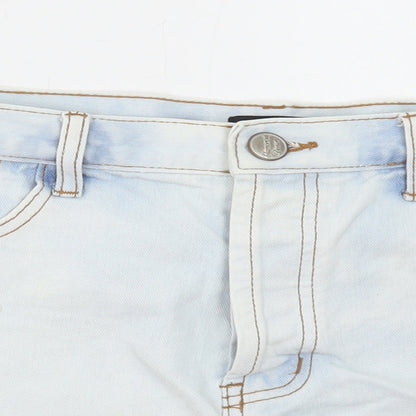 Exhibit Womens Blue Cotton Hot Pants Shorts Size 12 Regular Button