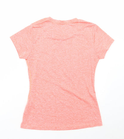 Icyzone Womens Orange Polyester Basic T-Shirt Size XS Round Neck Pullover