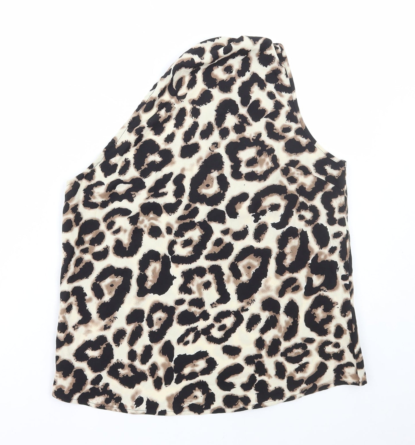 SheIn Womens Brown Animal Print Polyester Basic Tank Size M One Shoulder - Leopard Print