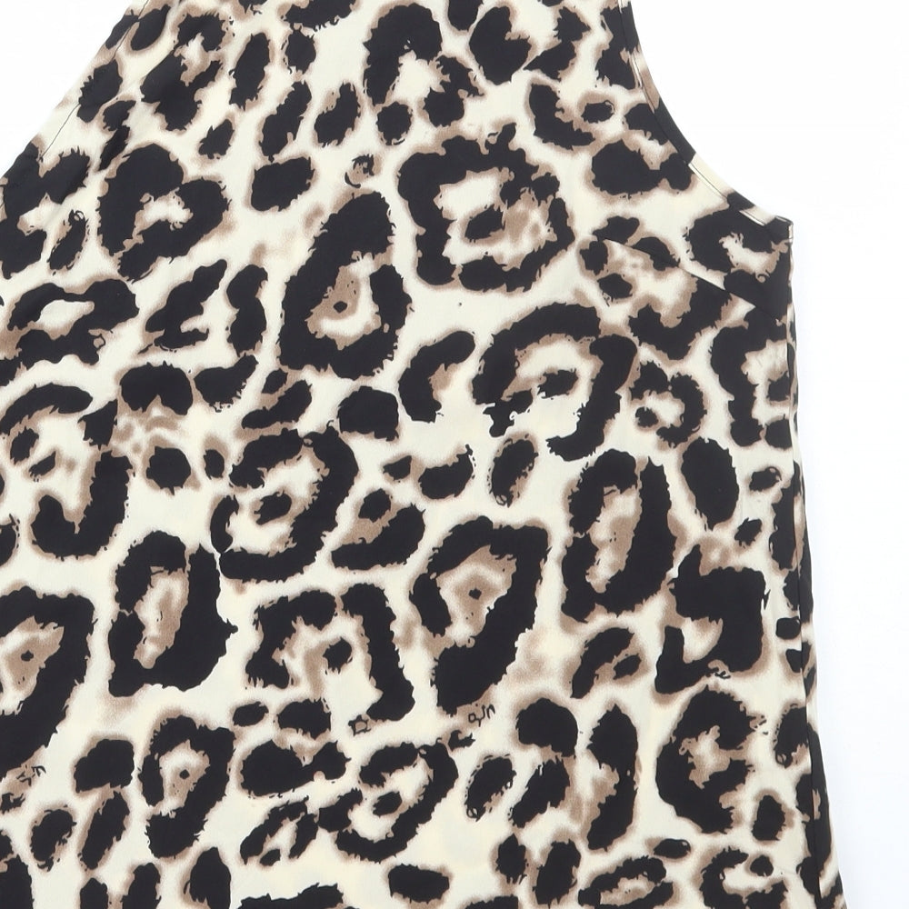 SheIn Womens Brown Animal Print Polyester Basic Tank Size M One Shoulder - Leopard Print