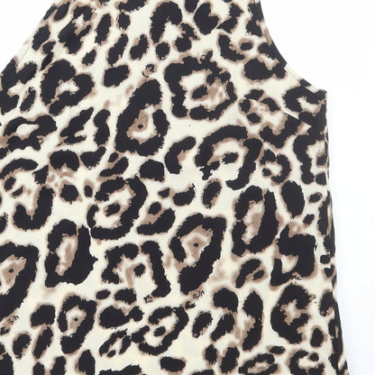 SheIn Womens Brown Animal Print Polyester Basic Tank Size M One Shoulder - Leopard Print