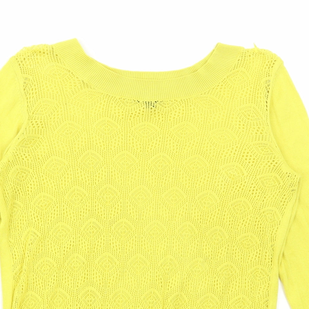 MGXX Womens Yellow Round Neck Acrylic Pullover Jumper Size M