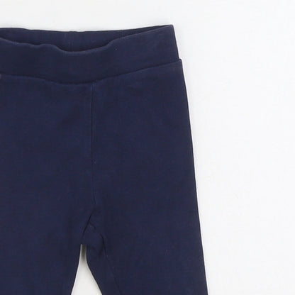 Dunnes Stores Girls Blue Cotton Jogger Trousers Size 6-9 Months Pullover - Legging
