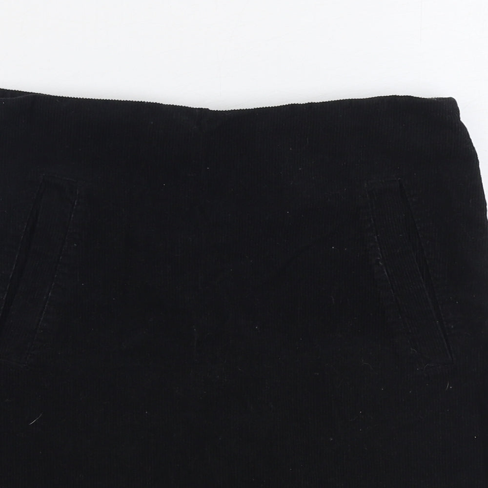 New Look Womens Black Cotton A-Line Skirt Size 8 Zip